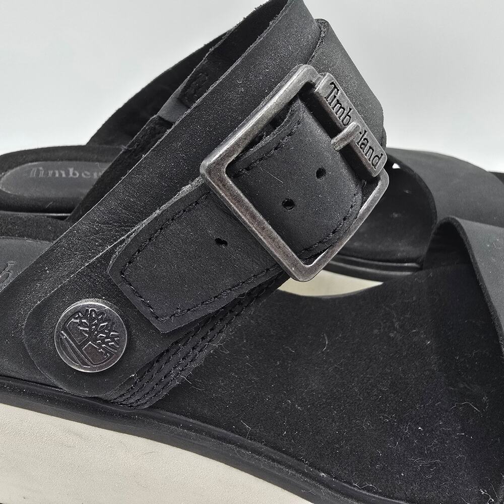 Timberland Koralyn 2 black white strappy buckle foam wedges 8 - Picture 3 of 12